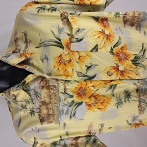 Vintage Speedo Hawaiian style floral yellow casual summer LG button-up shirt